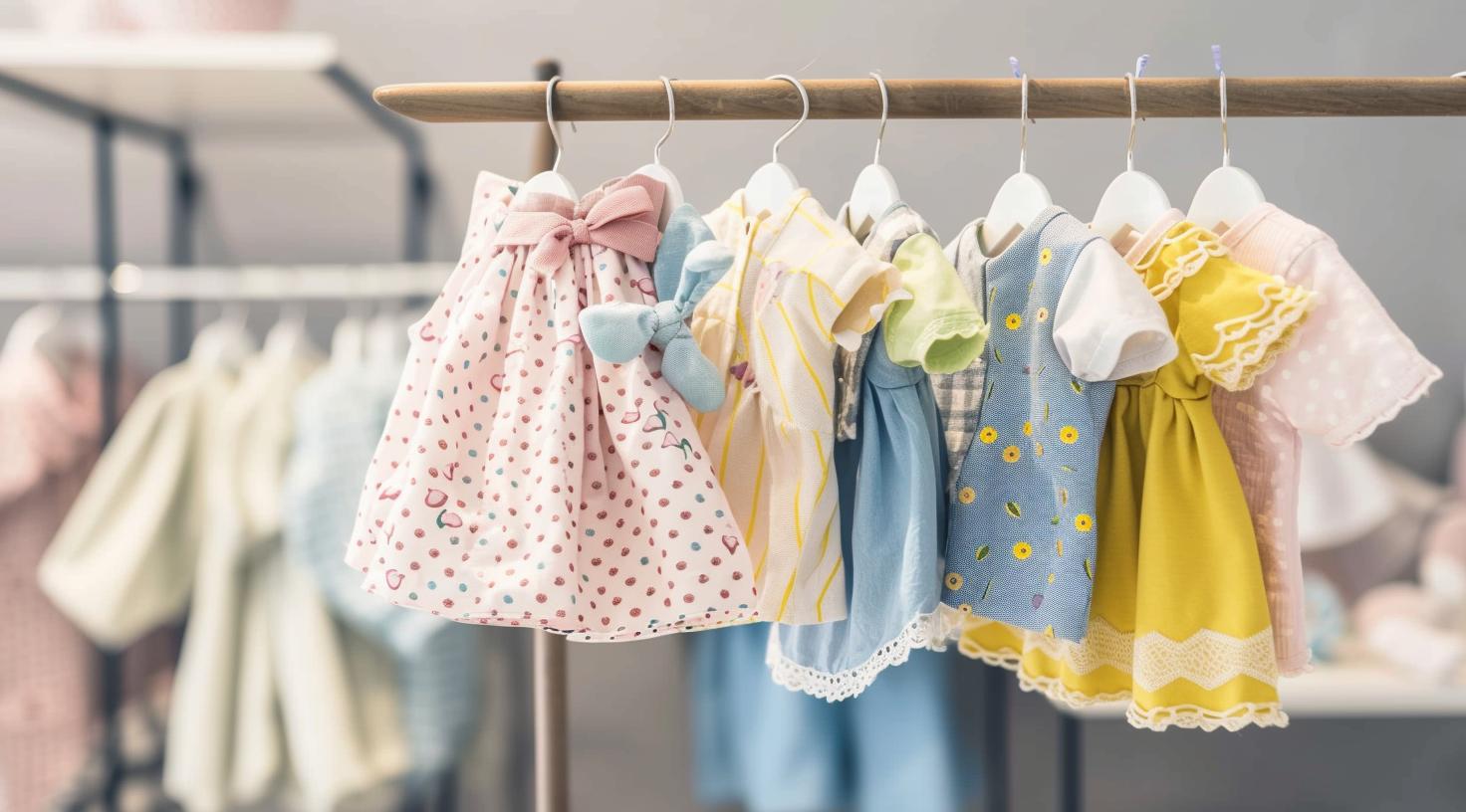 adorable newborn clothes on rack